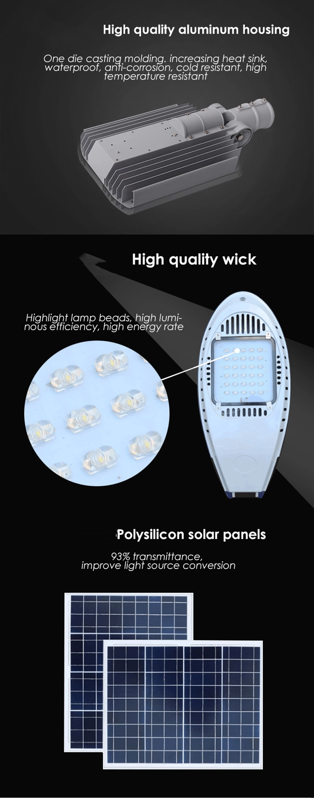 High Brightness Solar Panel LED Street Light System